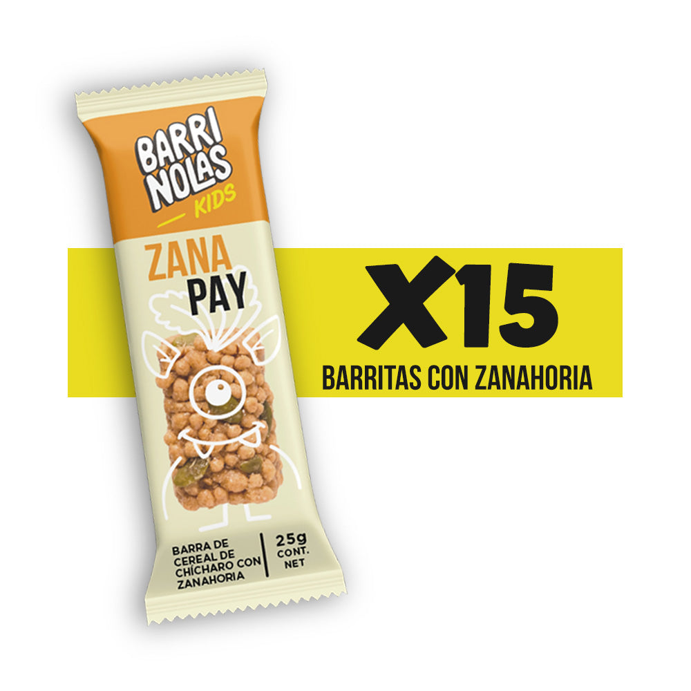 Autoexhibidor Barrinolas Kids | 15 Barras ZanaPay (Zanahoria + Pay de Calabaza)
