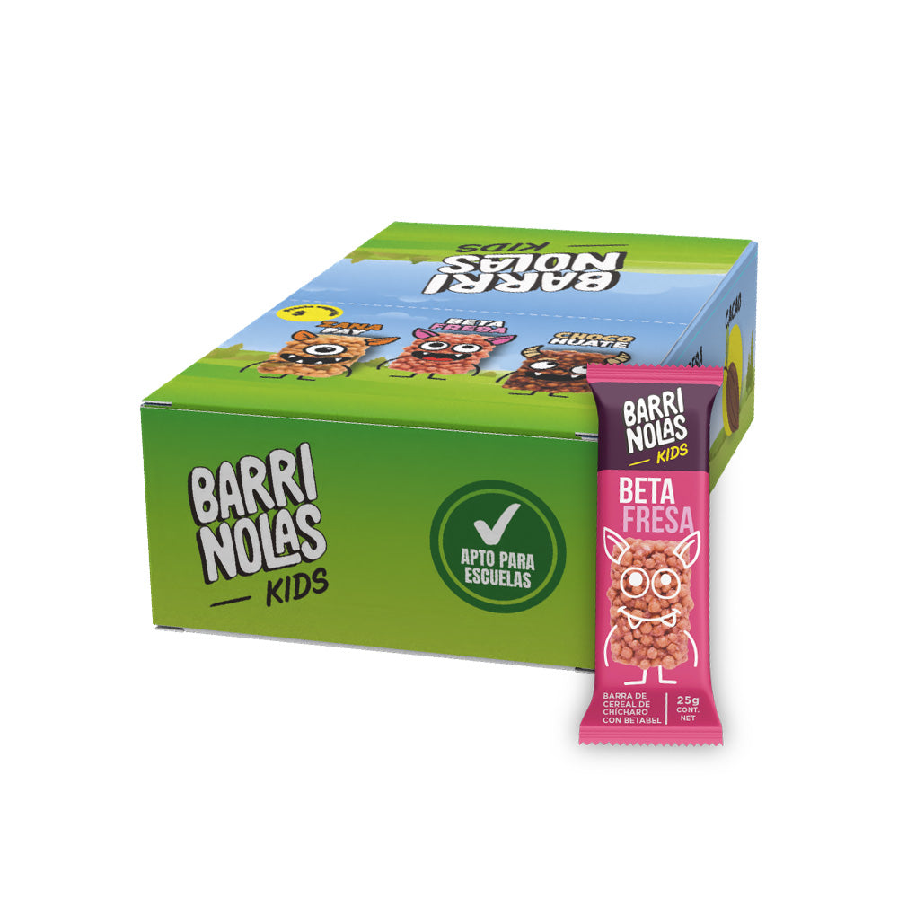 Autoexhibidor Barrinolas Kids | 15 Barras BetaFresa (Betabel + Fresa)