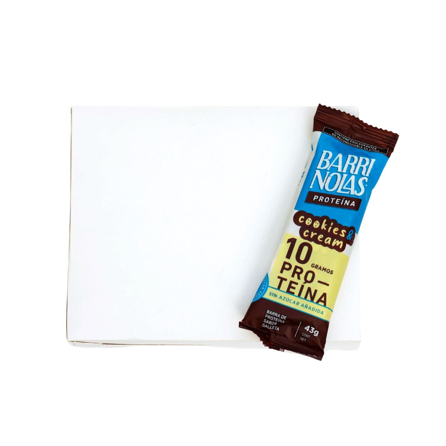 PAQUETE DE DISTRIBUIDORES CON 8 BARRINOLAS PROTEÍNA COOKIES & CREAM