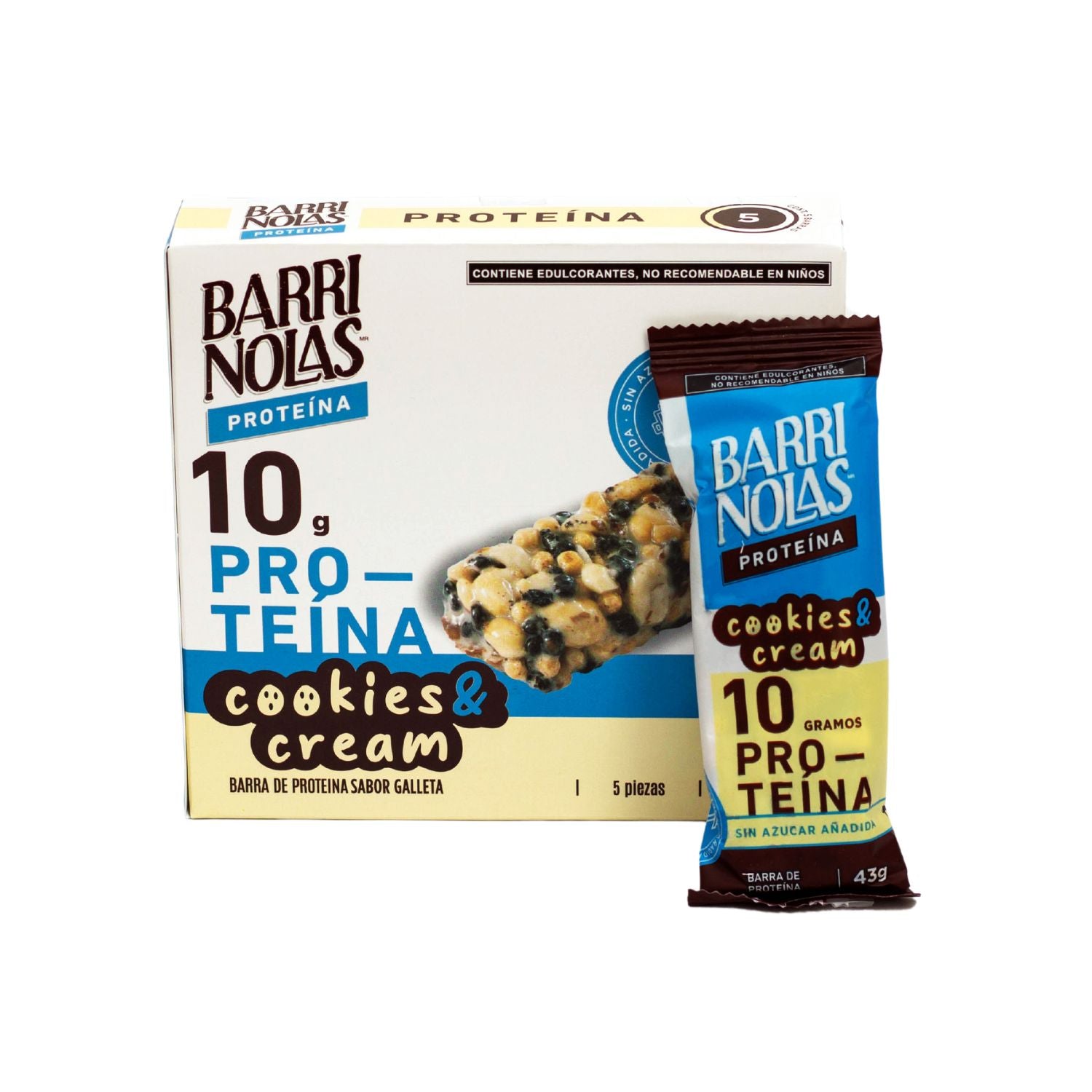BARRINOLAS PROTEÍNA – Cookies & Cream Cajilla con 5 Barritas