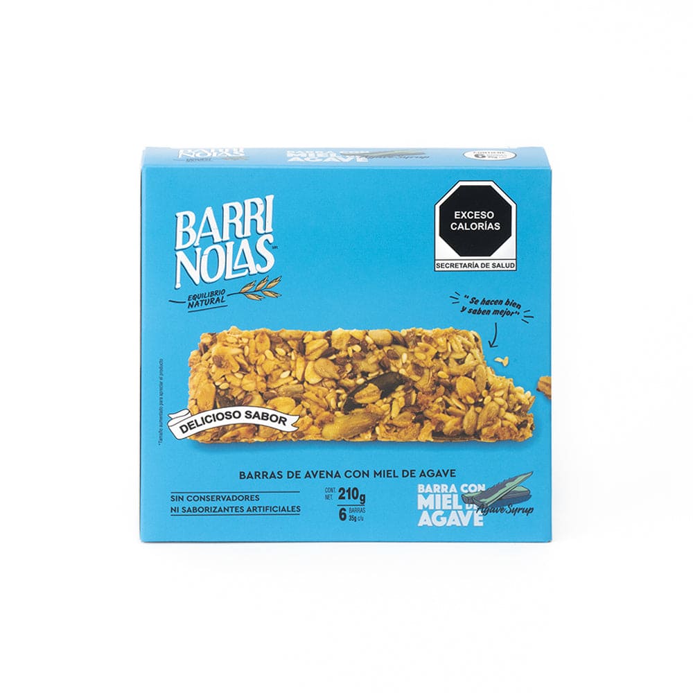 Caja de seis piezas de barras de avena con miel de agave