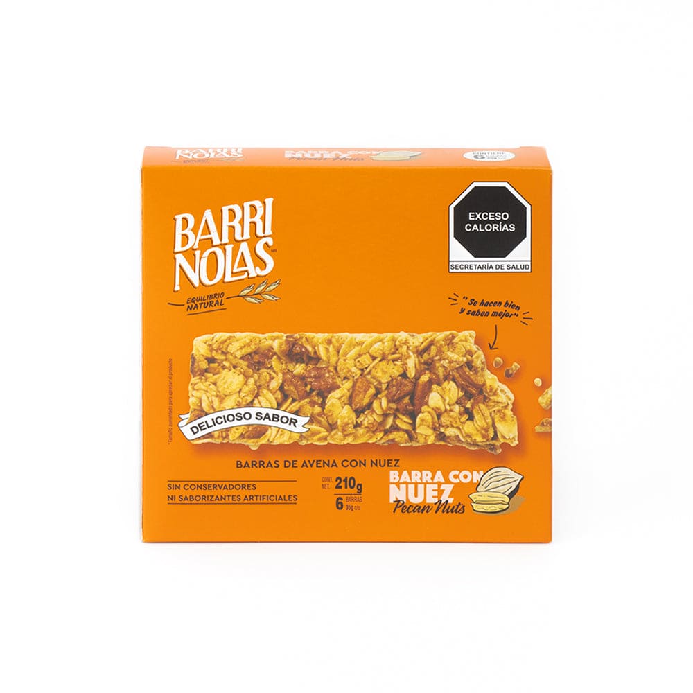 Caja de seis piezas de barras de avena con nuez