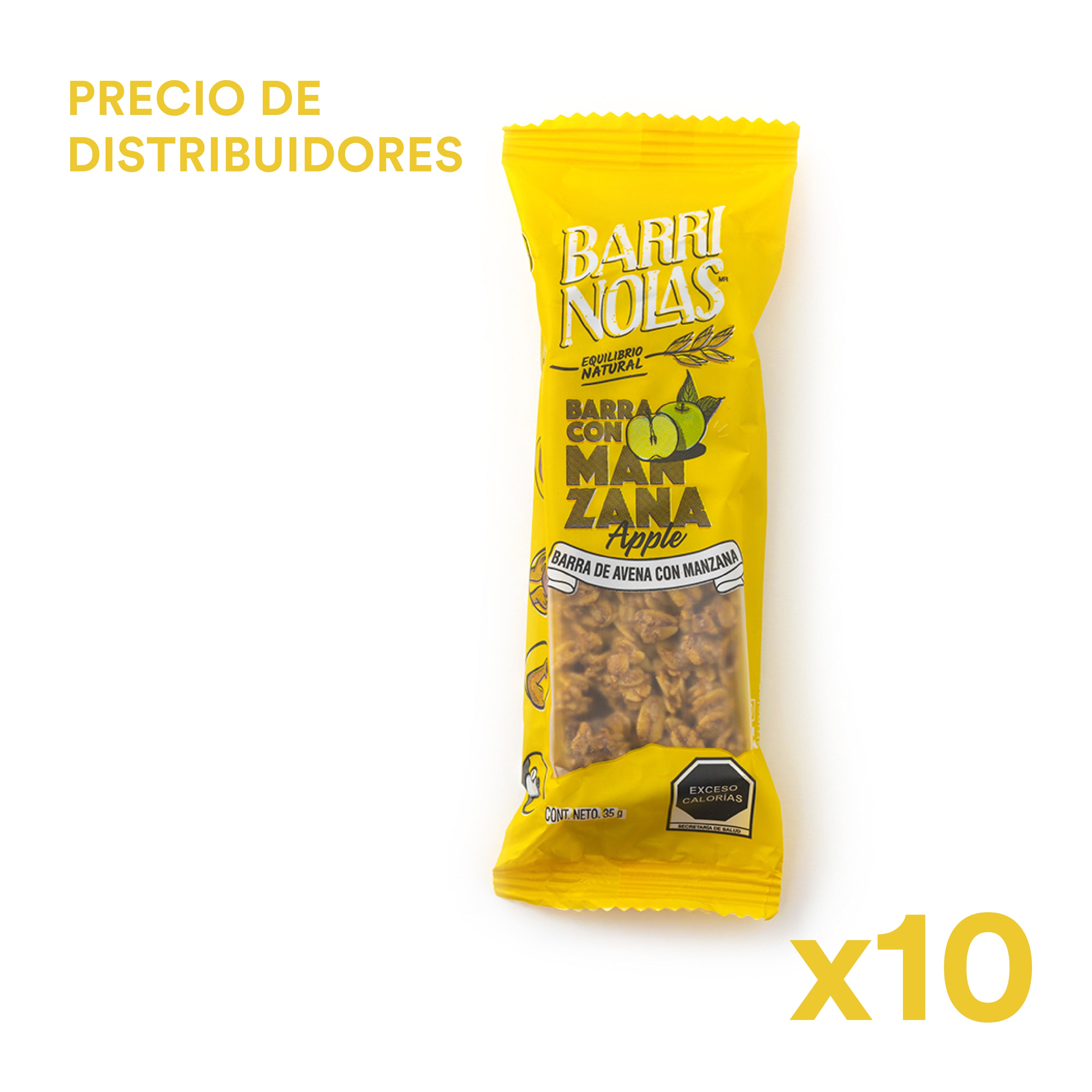 Paquete de distribuidores de 10 barras de avena con manzana