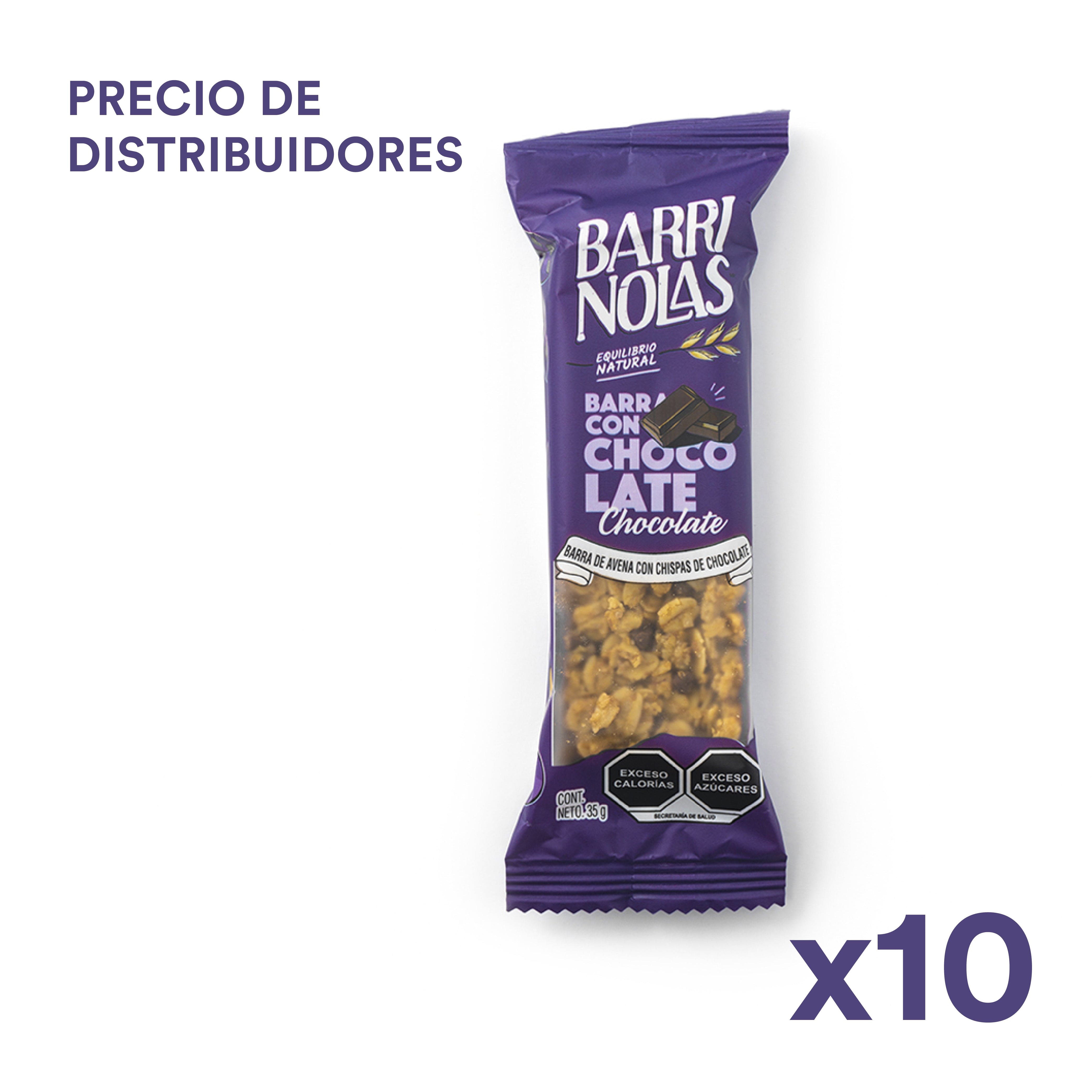 Paquete de distribuidores de 10 barras de avena con chocolate