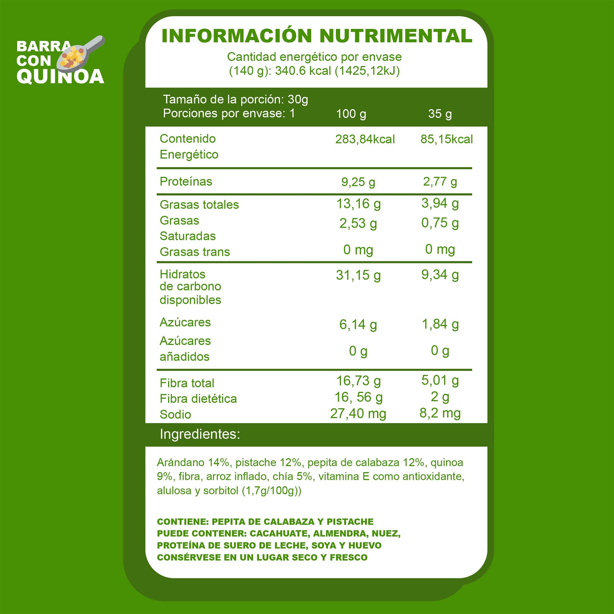tabla nutrimental nuwa quinoa