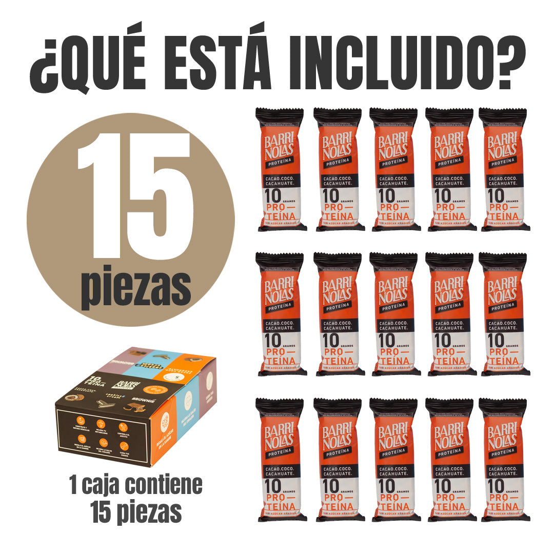 BARRINOLAS PROTEÍNA PACK (15 PIEZAS) SABOR CACAO
