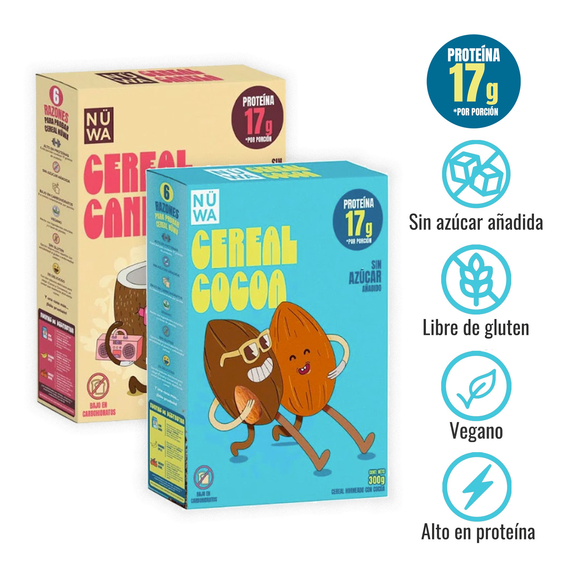 CEREAL NÜWA Bundle MIX 4 Pack (2 Cocoa + 2 Canela)