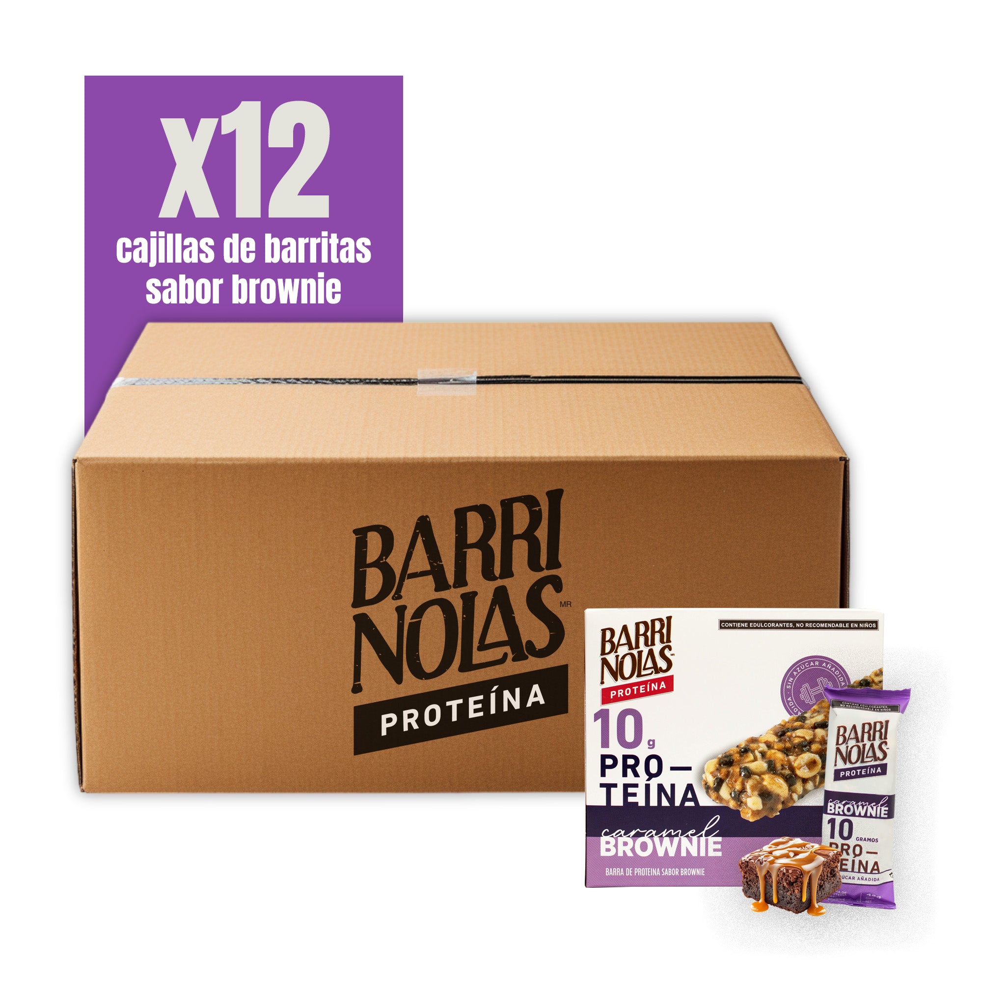 LOTE BARRINOLAS PROTEÍNA CARAMEL BROWNIE Cajilla con 5 Barritas