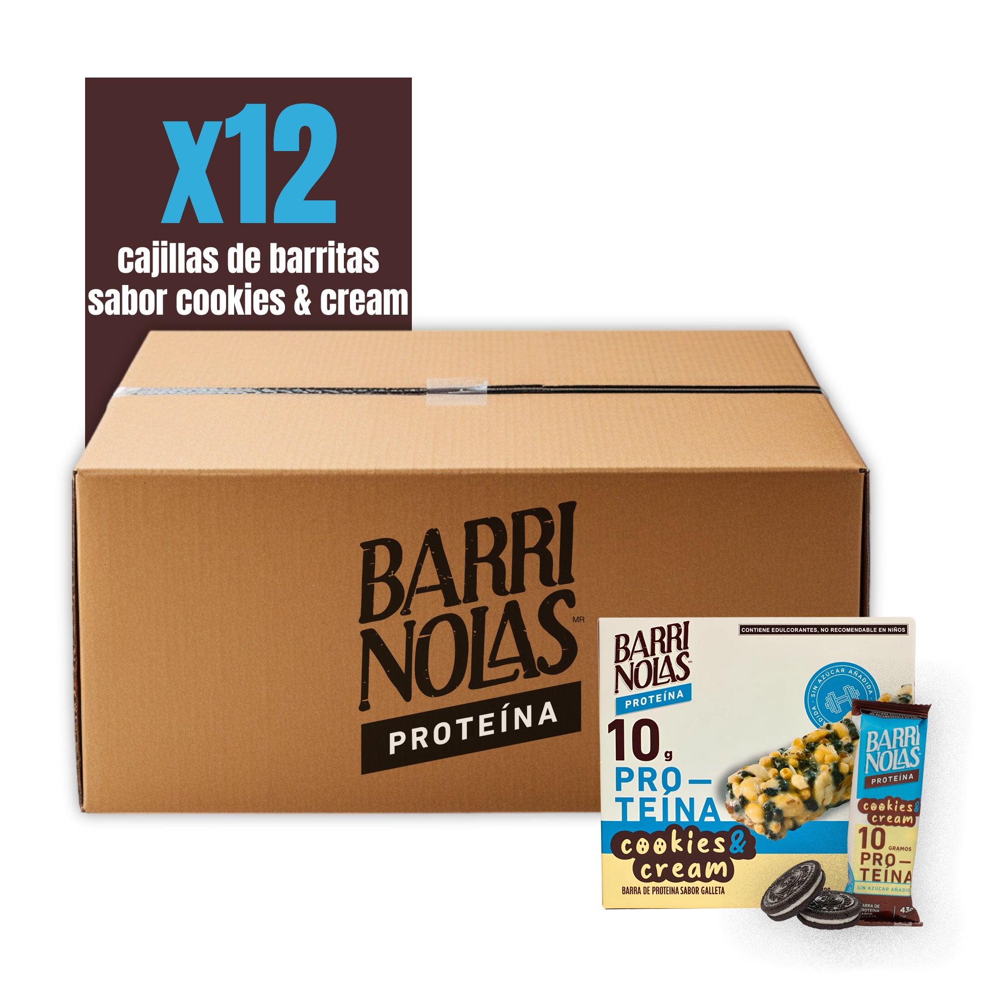 LOTE DISTRIBUIDORES CAJILLA 5 BARRINOLAS PROTEÍNA COOKIES & CREAM