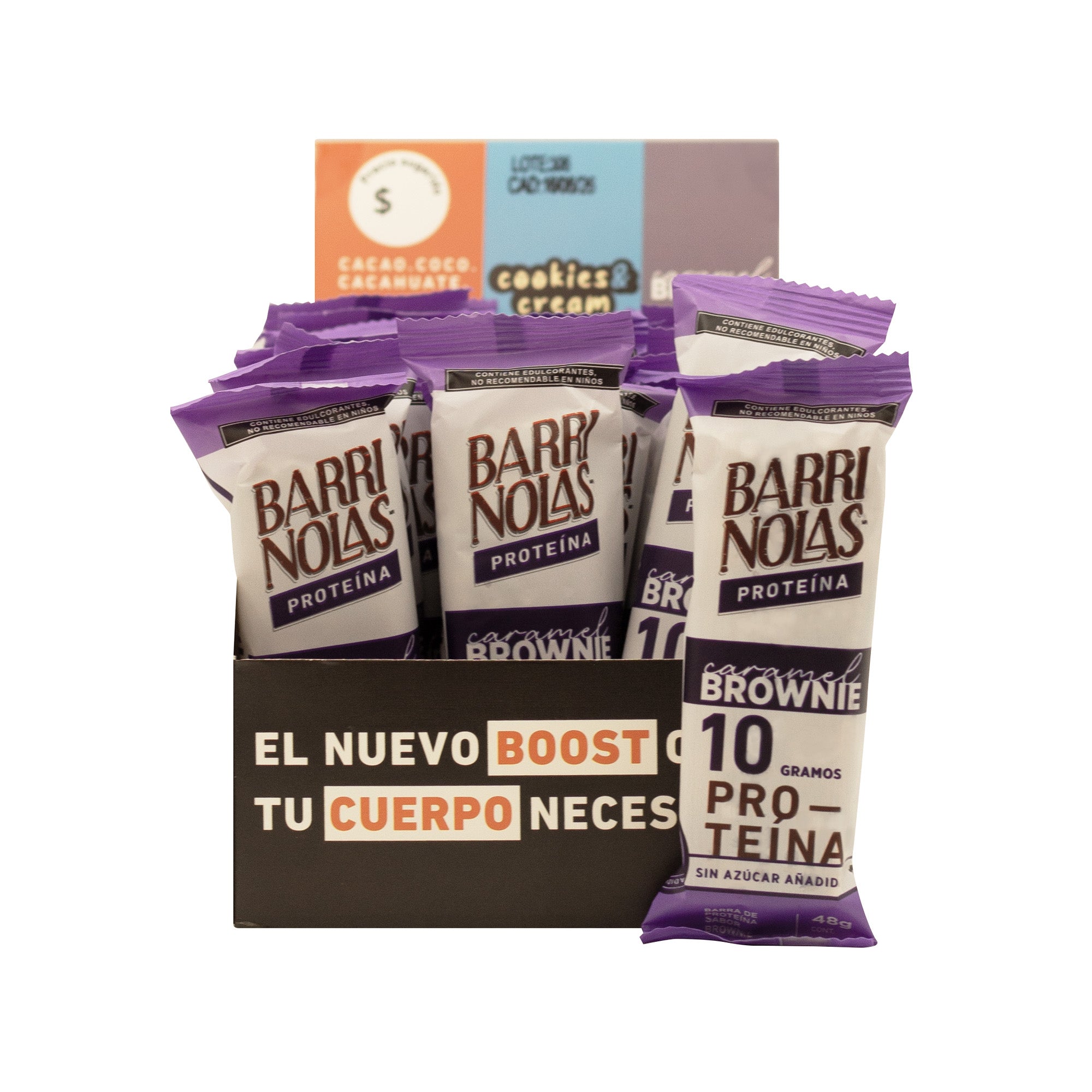 AUTOEXHIBDOR BARRINOLAS PROTEÍNA – 15 Barritas Caramel Brownie