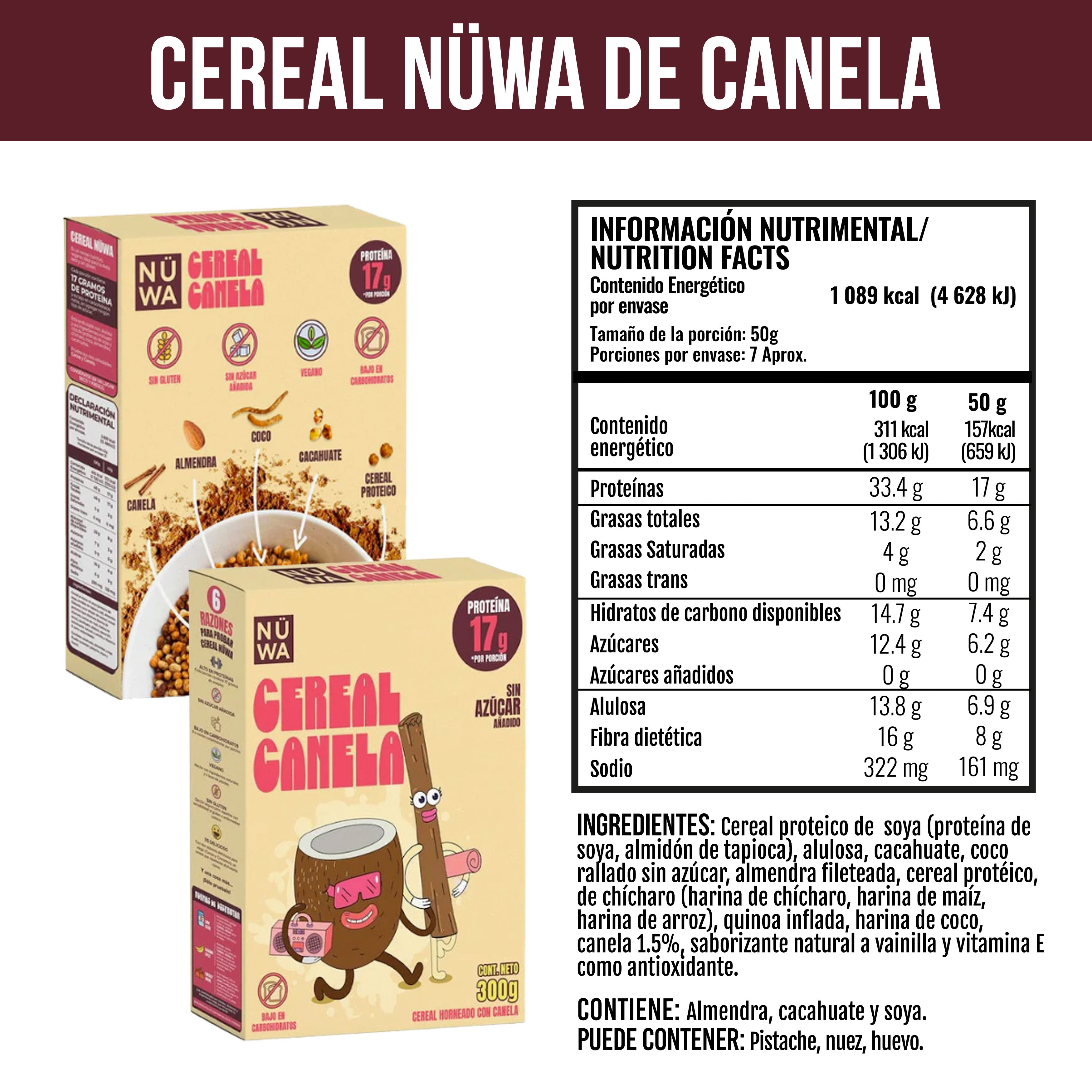 CEREAL NÜWA Bundle 4 Pack Sabor Canela (4 x 350g)