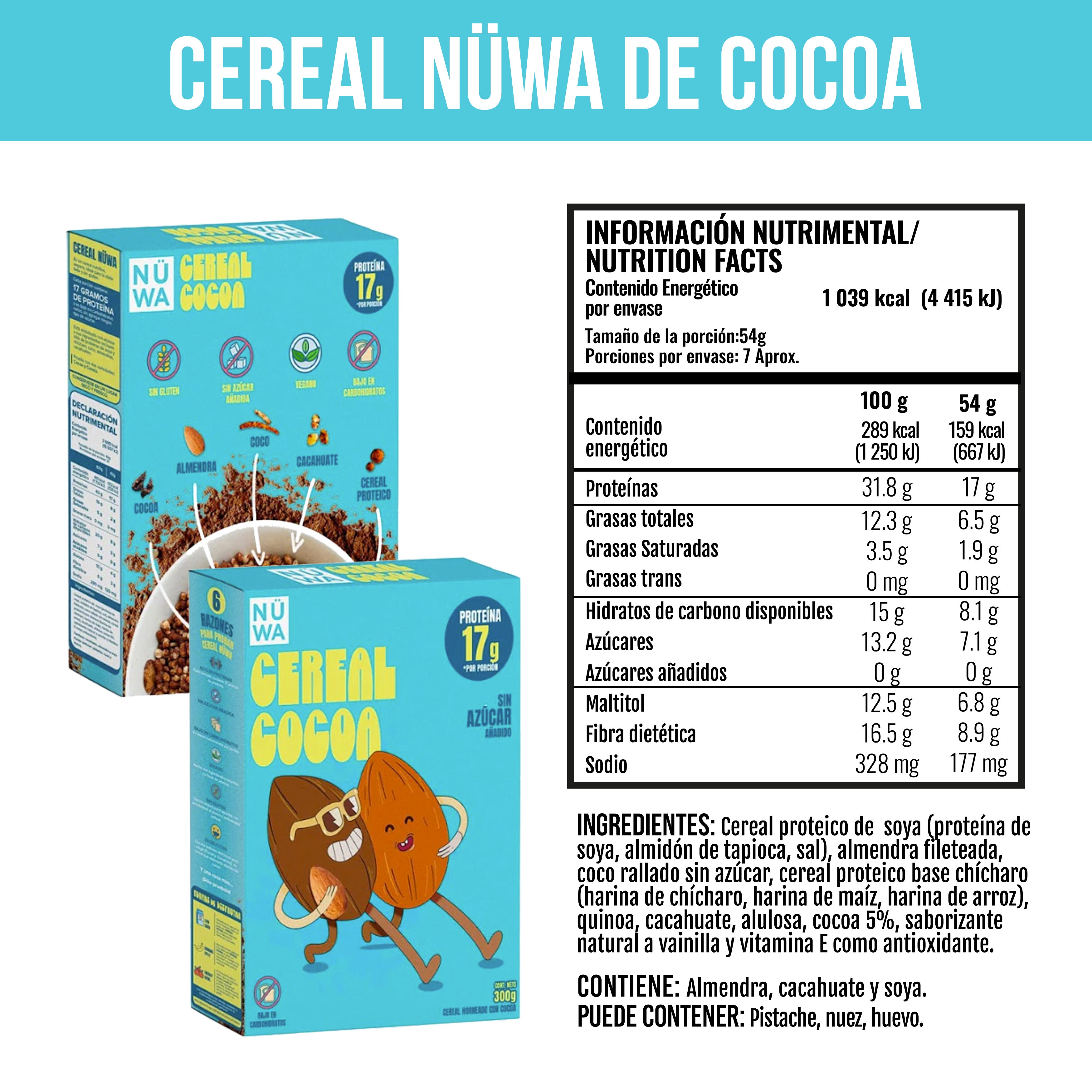 CEREAL NÜWA Sabor Cocoa (Caja de 350g)