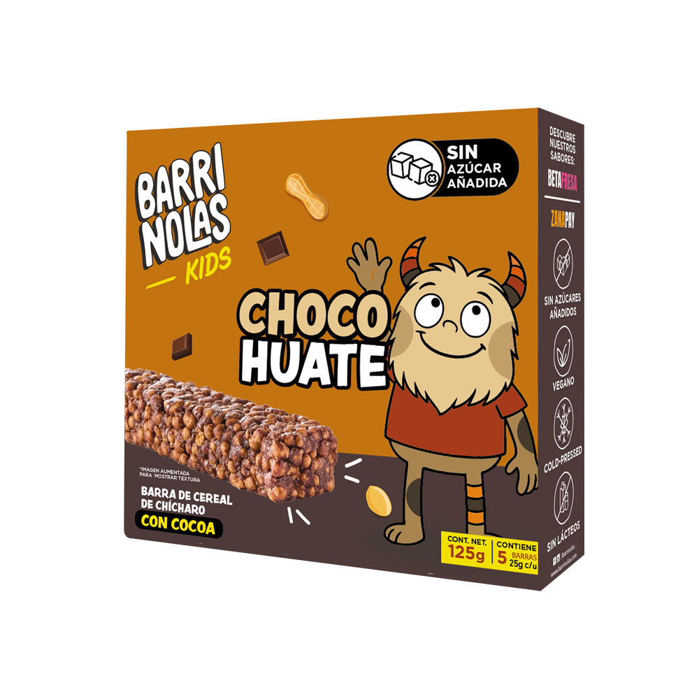 Barrinolas Kids | Cajilla 5 Barritas ChocoHuate (Cacao + Crema de Cacahuate)