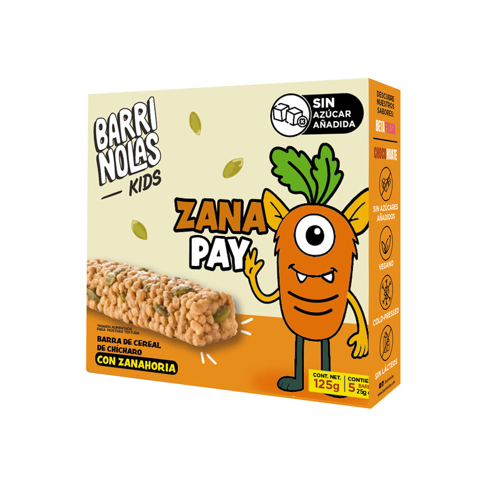 Barrinolas Kids | Cajilla 5 Barritas ZanaPay (Zanahoria + Pay de Calabaza)