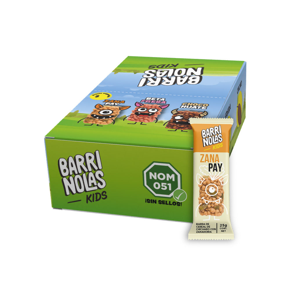 Autoexhibidor Barrinolas Kids | 15 Barras ZanaPay (Zanahoria + Pay de Calabaza)