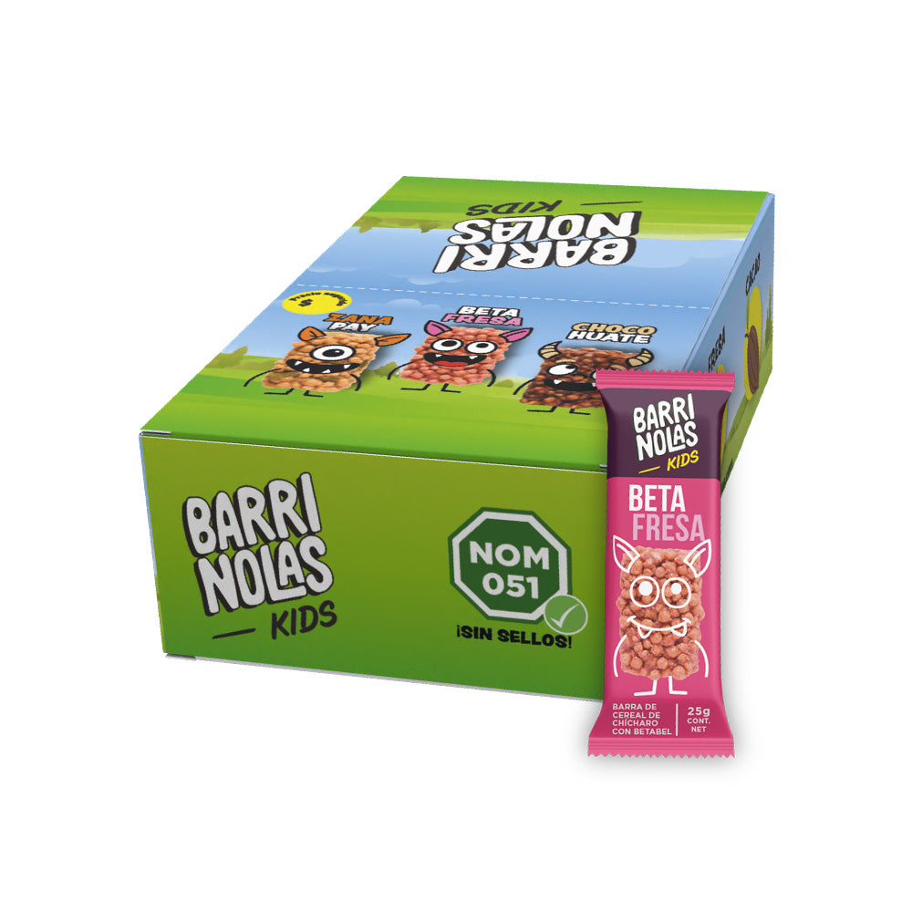 Autoexhibidor Barrinolas Kids | 15 Barras BetaFresa (Betabel + Fresa)