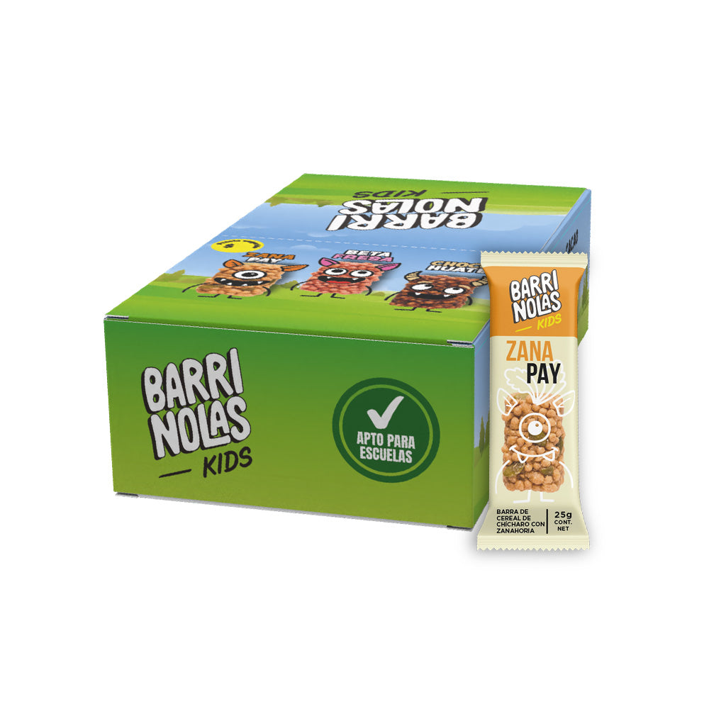 Autoexhibidor Barrinolas Kids | 15 Barras ZanaPay (Zanahoria + Pay de Calabaza)