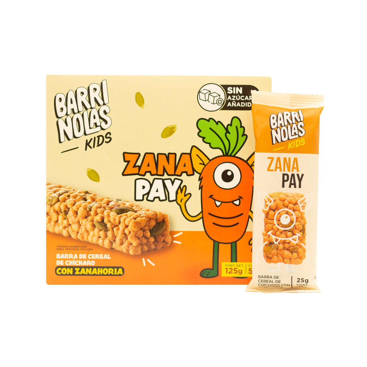 Barrinolas Kids | Cajilla 5 Barritas ZanaPay (Zanahoria + Pay de Calabaza)