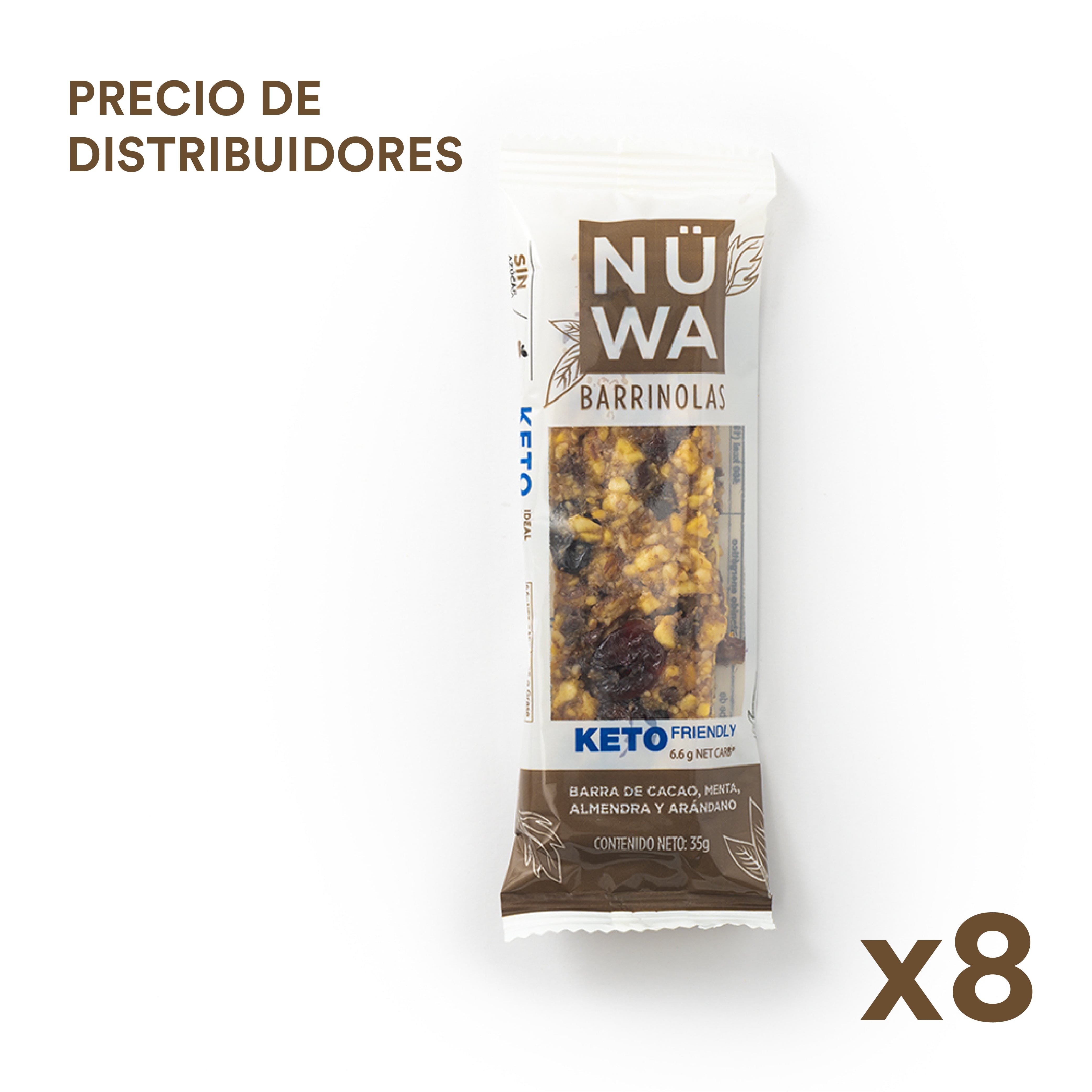 Paquete de distribuidores de ocho barritas KETO de cacao