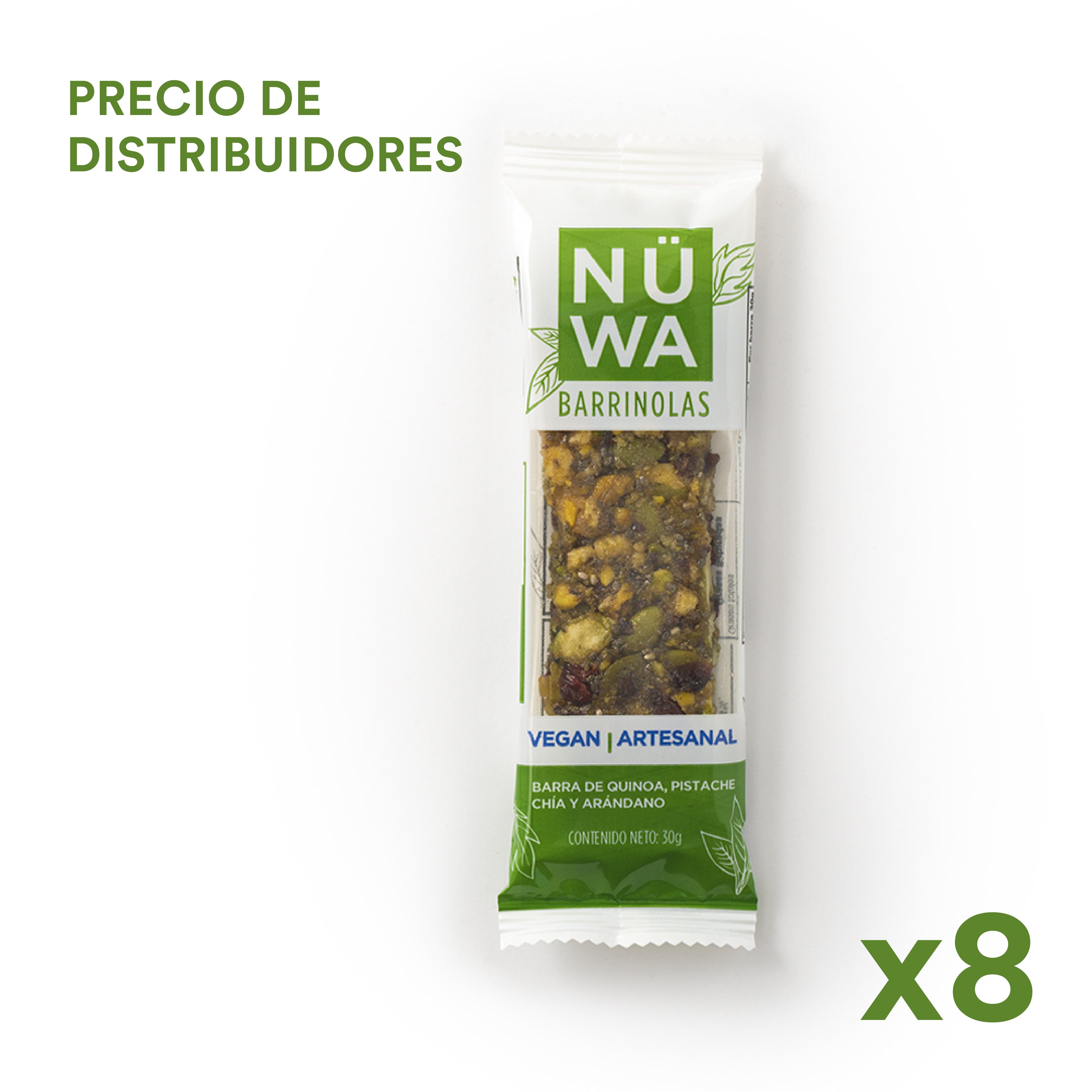 Paquete de distribuidores de ocho barritas de superfoods quinoa