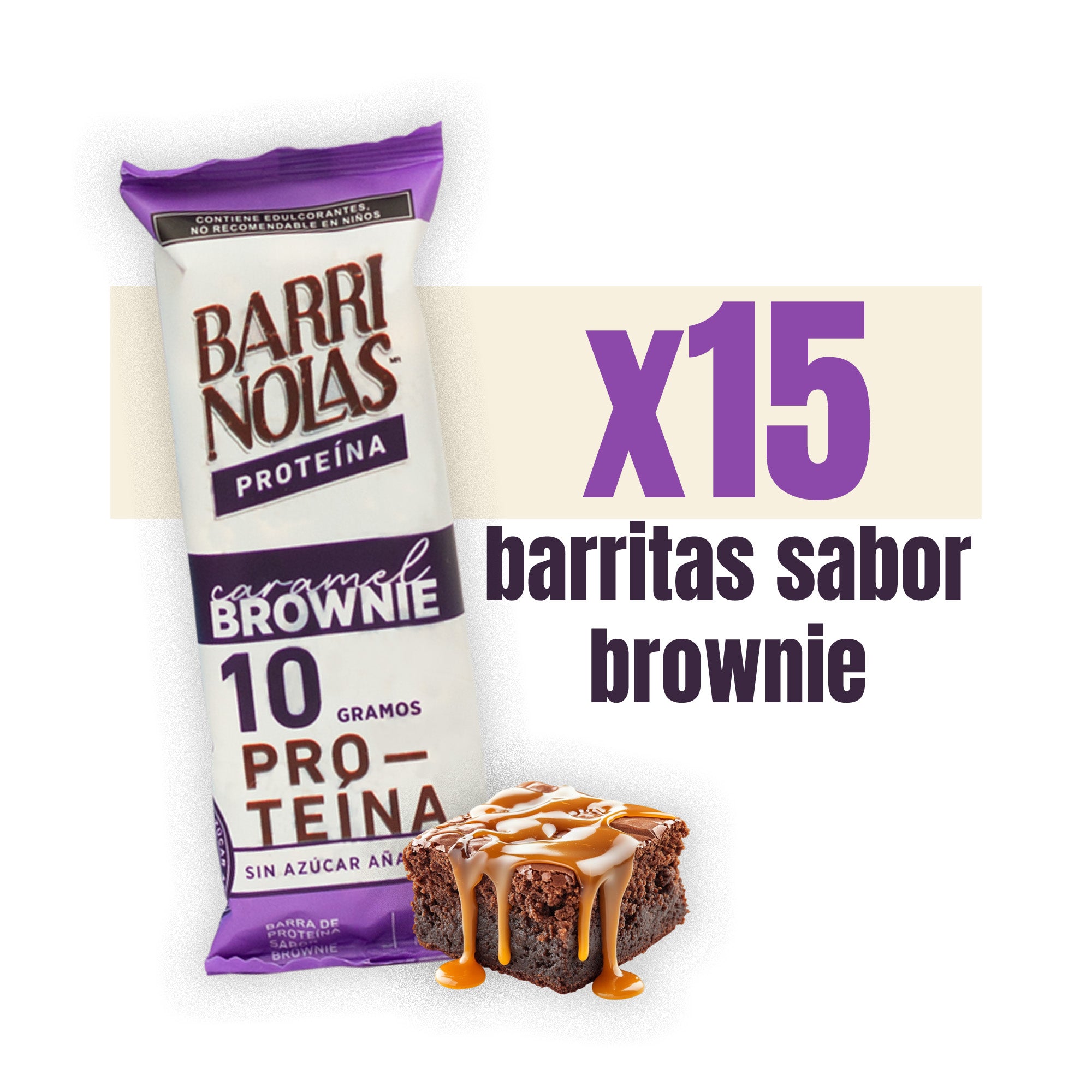 AUTOEXHIBDOR BARRINOLAS PROTEÍNA – 15 Barritas Caramel Brownie