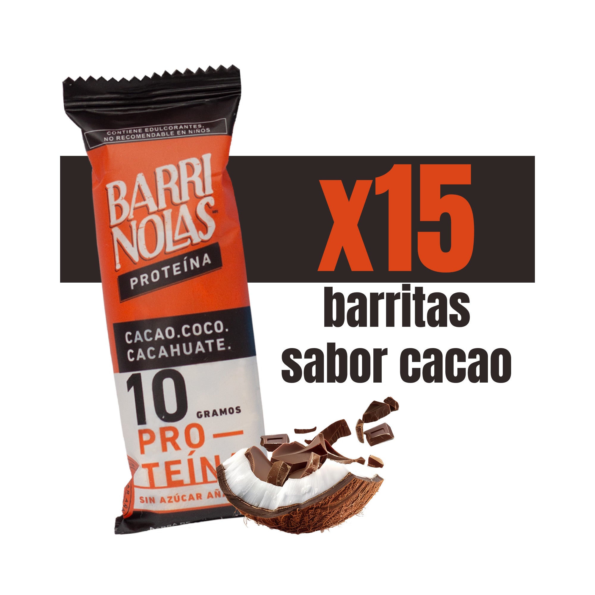 AUTOEXHIBDOR BARRINOLAS PROTEÍNA – 15 Barritas Cacao