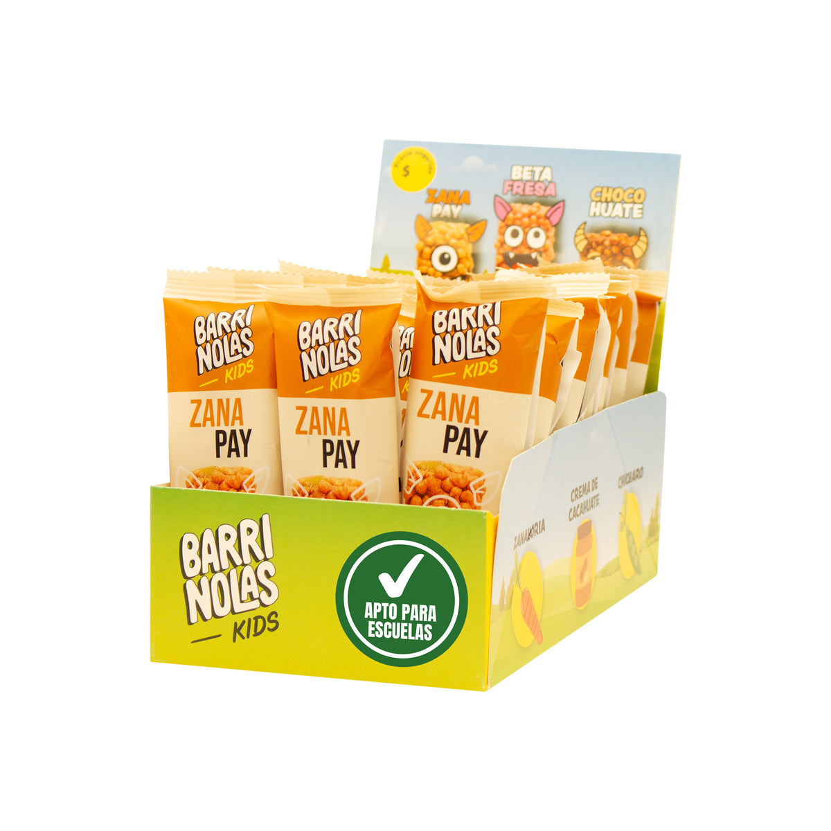 Autoexhibidor Barrinolas Kids | 15 Barras ZanaPay (Zanahoria + Pay de Calabaza)