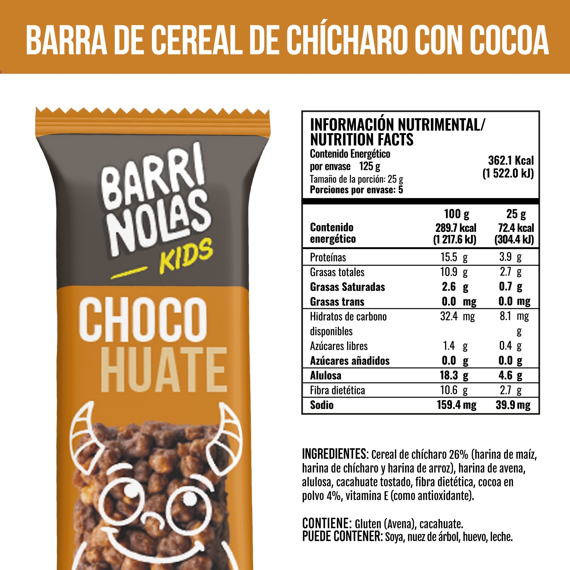 Paquete de distribuidores con 8 BARRINOLAS KIDS CHOCOHUATE